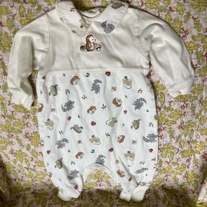 Vintage cottagecore hedgehog mushroom nature raccoon porcupine baby onepiece 9 m